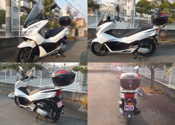 PCX125(JF56)へK-MAX(30L)のリアボックスを取り付けた画像